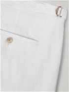 Caruso - Straight-Leg Pleated Linen Trousers - White