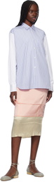 Comme des Garçons Shirt Blue & White Cotton Poplin Striped & Plain Shirt