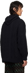 Robyn Lynch Black Oversized Cable-Knit Hoodie