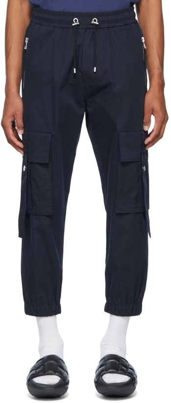 Photo: Balmain Navy Cotton Cargo Pants