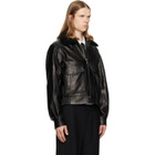 Ernest W. Baker Black Aviator Leather Bomber Jacket
