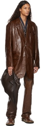 Acne Studios Brown Lambskin Suit Jacket