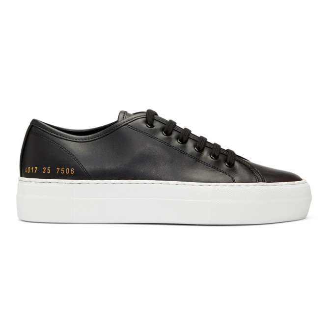 Photo: Woman by Common Projects Black and White Tournament Low Super Sneakers