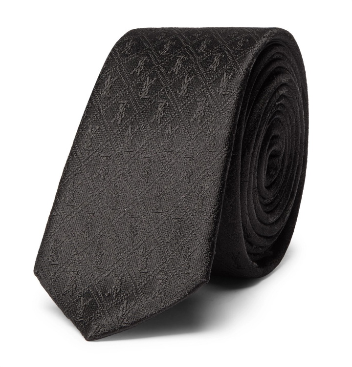 Photo: SAINT LAURENT - 4cm Logo-Jacquard Silk Tie - Black