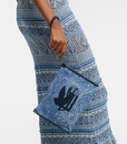 Etro Eyes Mini embroidered denim jacquard pouch