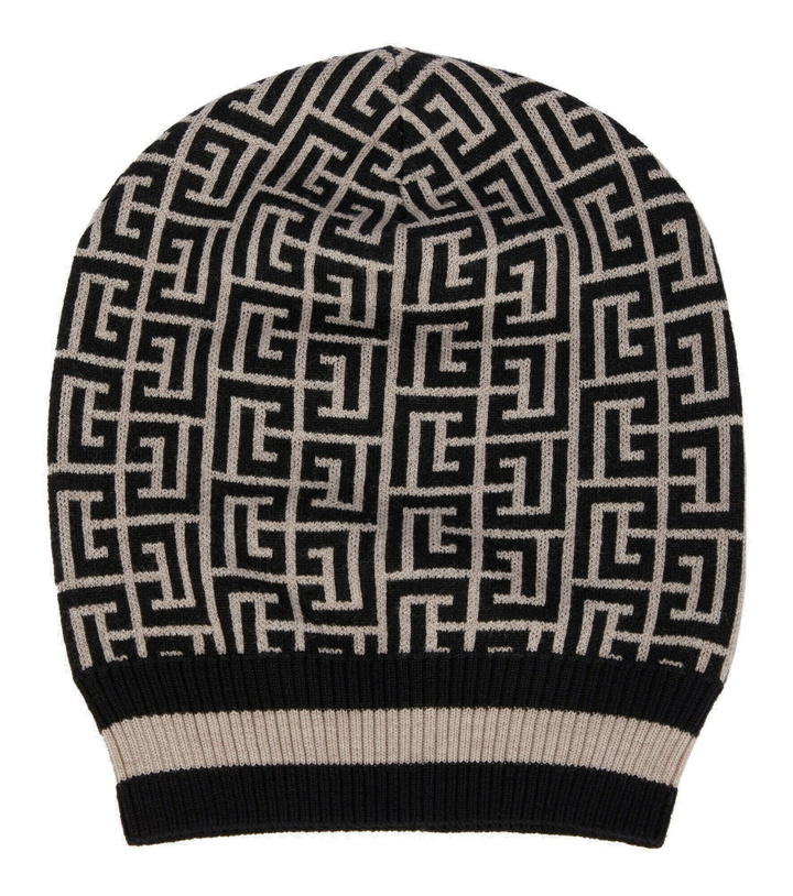 Photo: Balmain - Monogram jacquard wool beanie