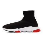 Balenciaga Black and Red Speed Sneakers