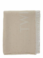 TwinSet Beige Sequin Scarf With Logo Lettering In Tech Fabric Woman