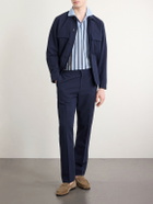 Paul Smith - Striped Knitted Cotton Polo Shirt - Blue