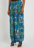 Etro Patterned Balloon-leg Georgette Trousers Blue