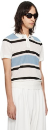 Dries Van Noten White Striped Polo