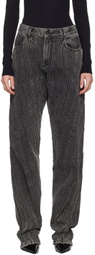 Mugler Black Washed Spiral Baggy Jeans