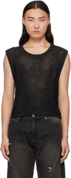 lesugiatelier Black Glitter Net Vest