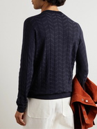 Giorgio Armani - Slim-Fit Jacquard-Knit Wool-Blend Sweater - Blue