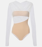 Nensi Dojaka Cutout ruched sheer bodysuit
