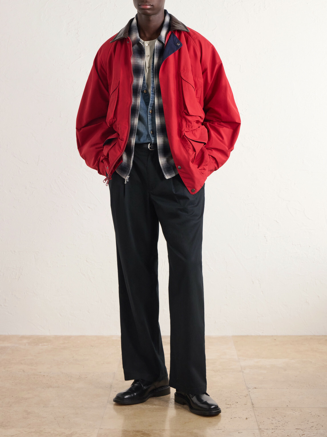 Aimé Leon Dore - Leather-Trimmed Cotton-Blend Jacket - Red