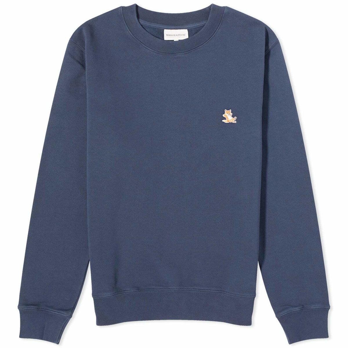 Maison Kitsuné Men's Chillax Fox Patch Crew Sweat in Ink Blue ...