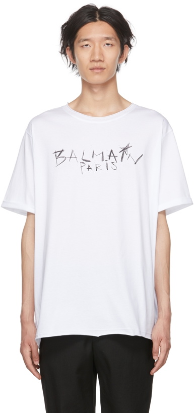 Photo: Balmain White Graffiti T-Shirt