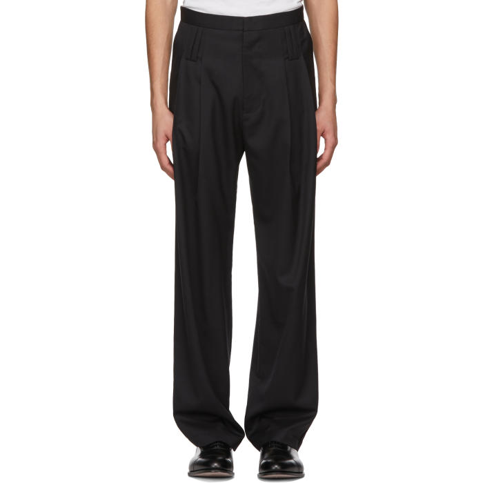 Chin Mens Black Belt Loop Trousers 