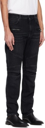 Balmain Black Vintage Denim Biker Jeans
