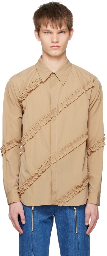 Photo: The World Is Your Oyster Khaki Ruffle Shirt