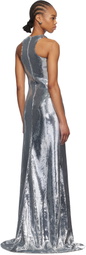 Mônot Silver Tank Top Sequin Maxi Dress