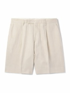 Lardini - Aramis Straight-Leg Pleated Linen-Twill Bermuda Shorts - Neutrals