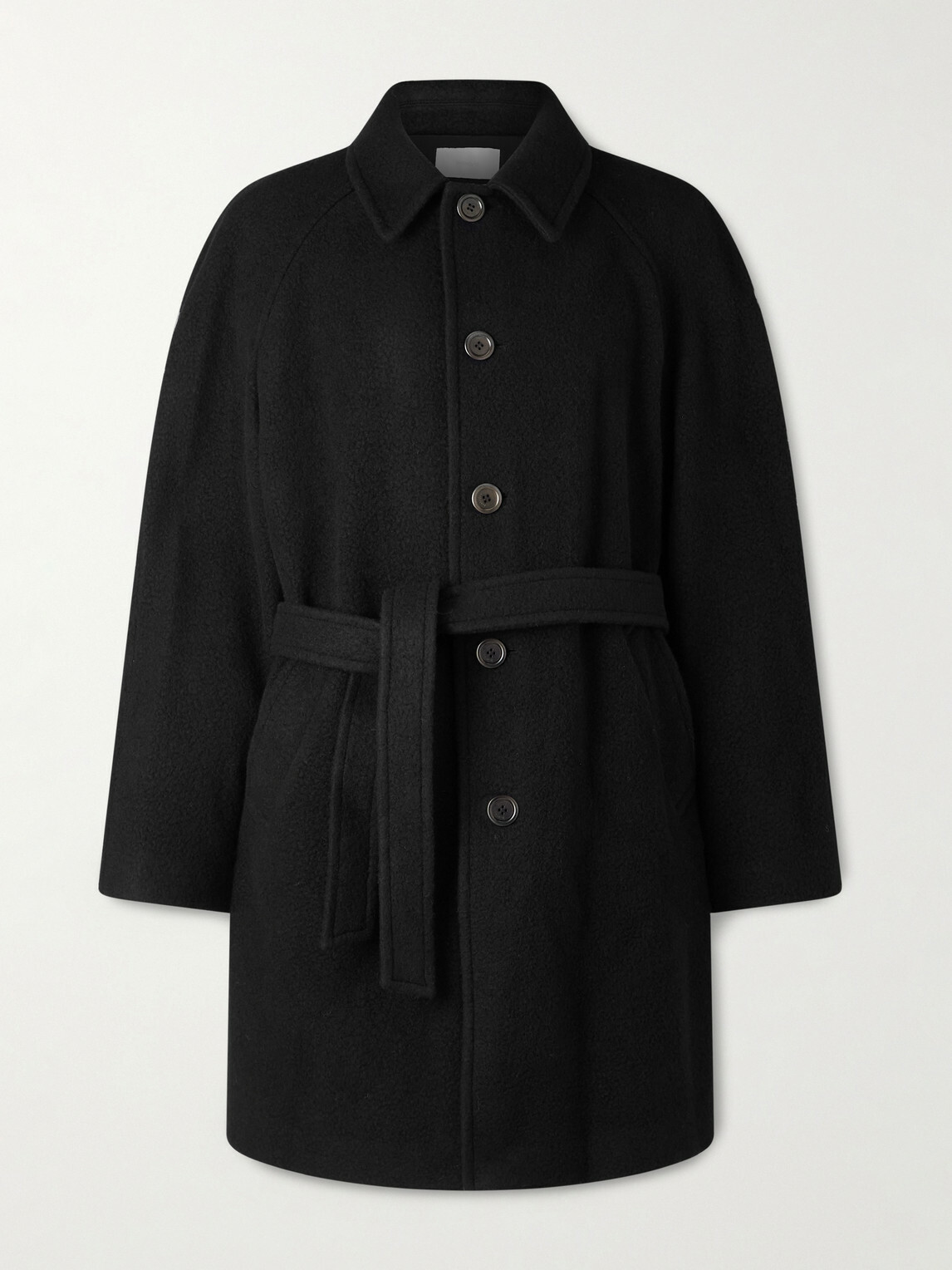 Amomento - Belted Wool-Blend Coat - Black