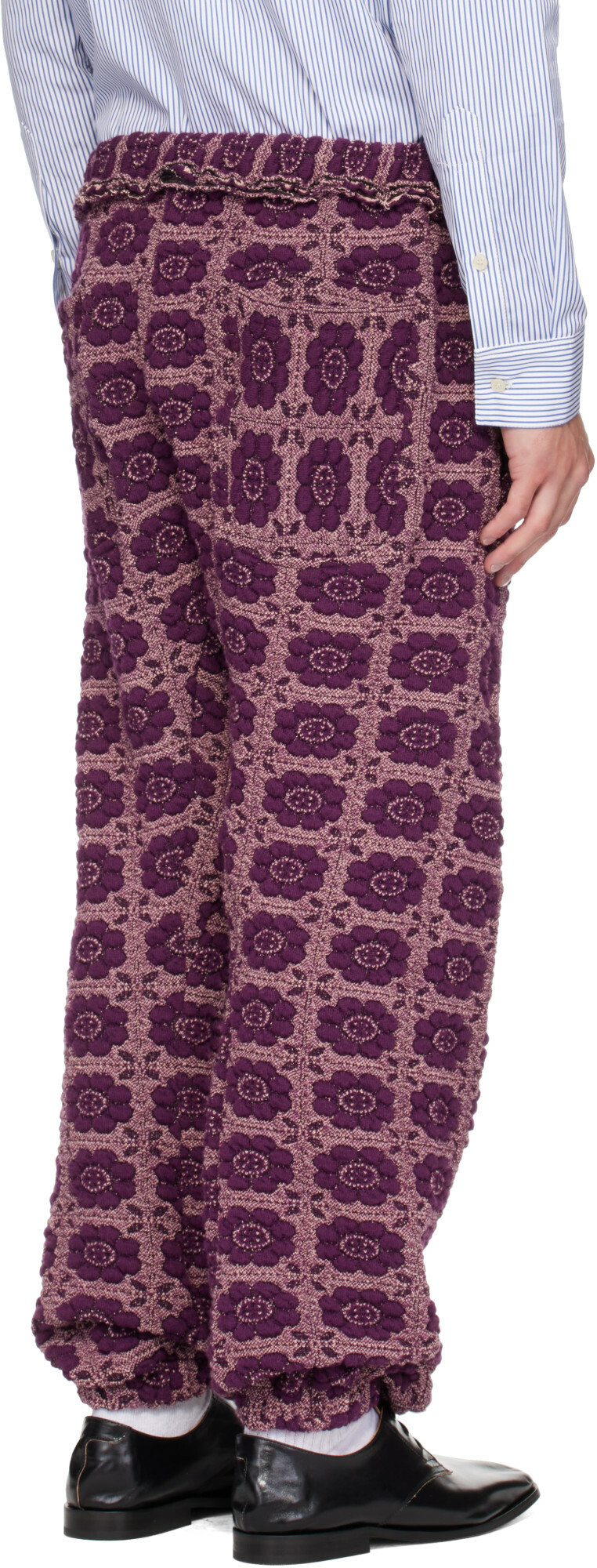 Edward Cuming Purple Vertical Garden Twisted Track Pants