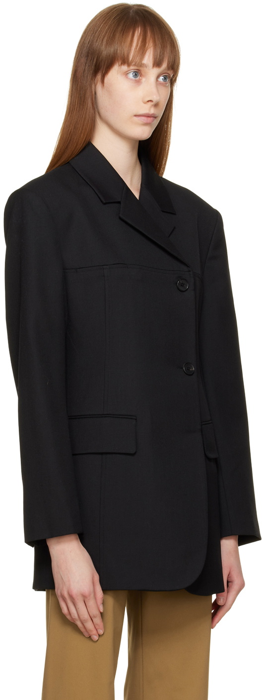 DRAE Black Asymmetric-Button Blazer