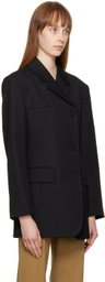 DRAE Black Asymmetric-Button Blazer