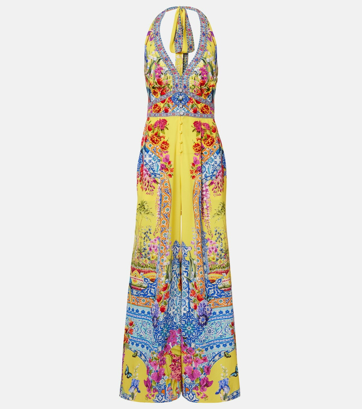 Camilla Embellished halterneck silk crêpe jumpsuit