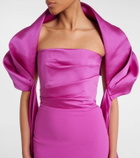 Solace London Vera caped satin gown