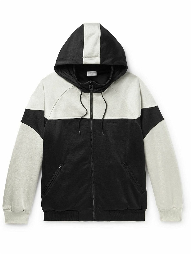 Photo: SAINT LAURENT - Logo-Embroidered Colour-Block Jersey Zip-Up Hoodie - Unknown
