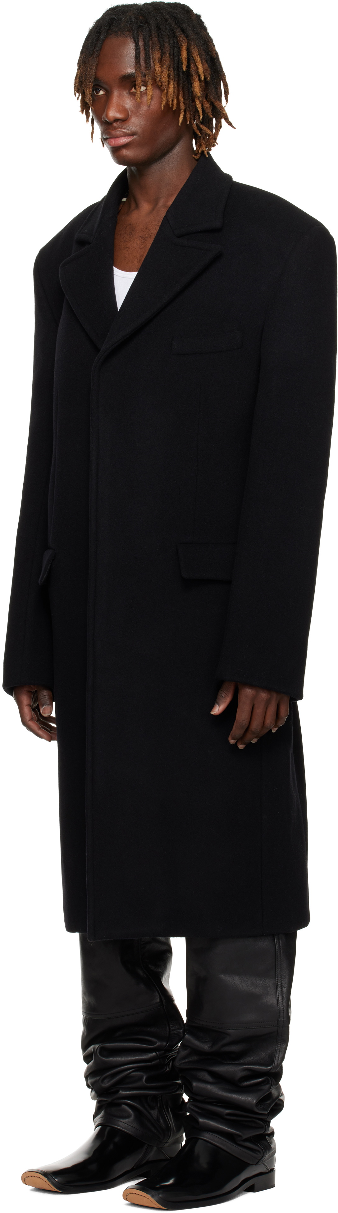 LU'U DAN Black Melton Coat LU'U DAN