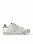 Maison Margiela - Replica Leather-Trimmed Shell Sneakers - Silver