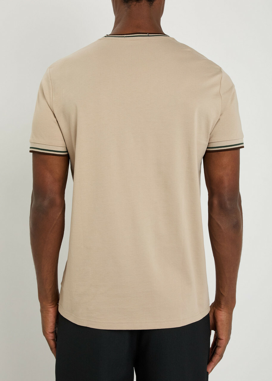 Fred Perry Twin Tipped Logo Cotton T-shirt Ecru
