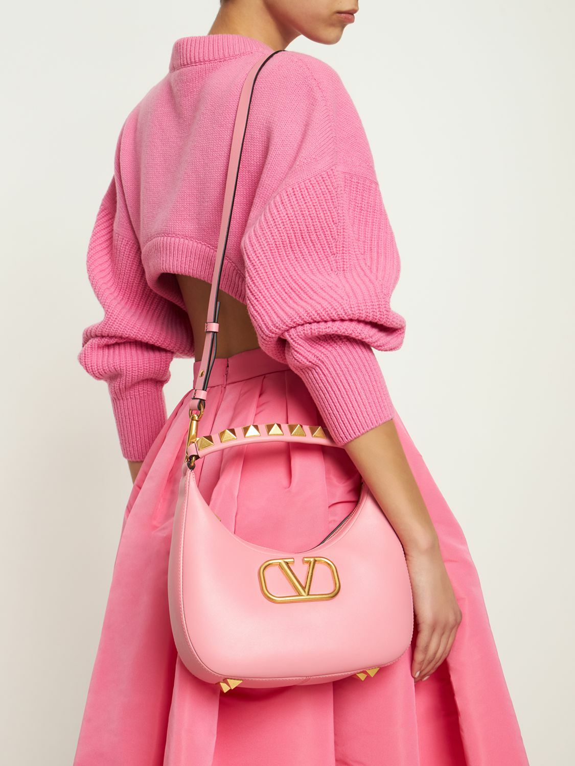 VALENTINO GARAVANI - Stud Sign Hobo Leather Bag Valentino