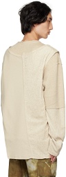Balmain Beige Paneled Long Sleeve T-Shirt