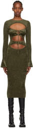 ANDREĀDAMO Khaki Cutout Midi Dress