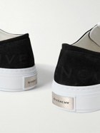 Givenchy - City Logo-Debossed Leather and Suede-Trimmed Canvas Sneakers - Black