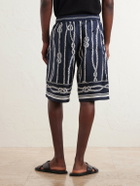 Dolce&Gabbana - Marina Straight-Leg Printed Silk-Twill Drawstring Shorts - Blue