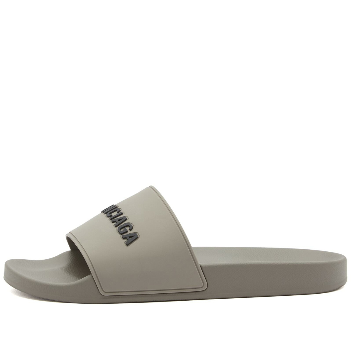 Balenciaga Men's Logo Pool Slide in Medium Grey/Black