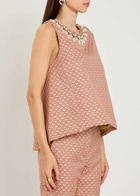 LA Double J La Scala Embellished Tulip-jacquard top Pink