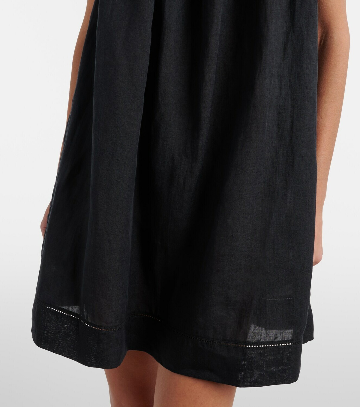 Dôen Almadia lace-trimmed ramie minidress