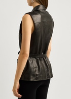 Magda Butrym Belted Leather Gilet Black