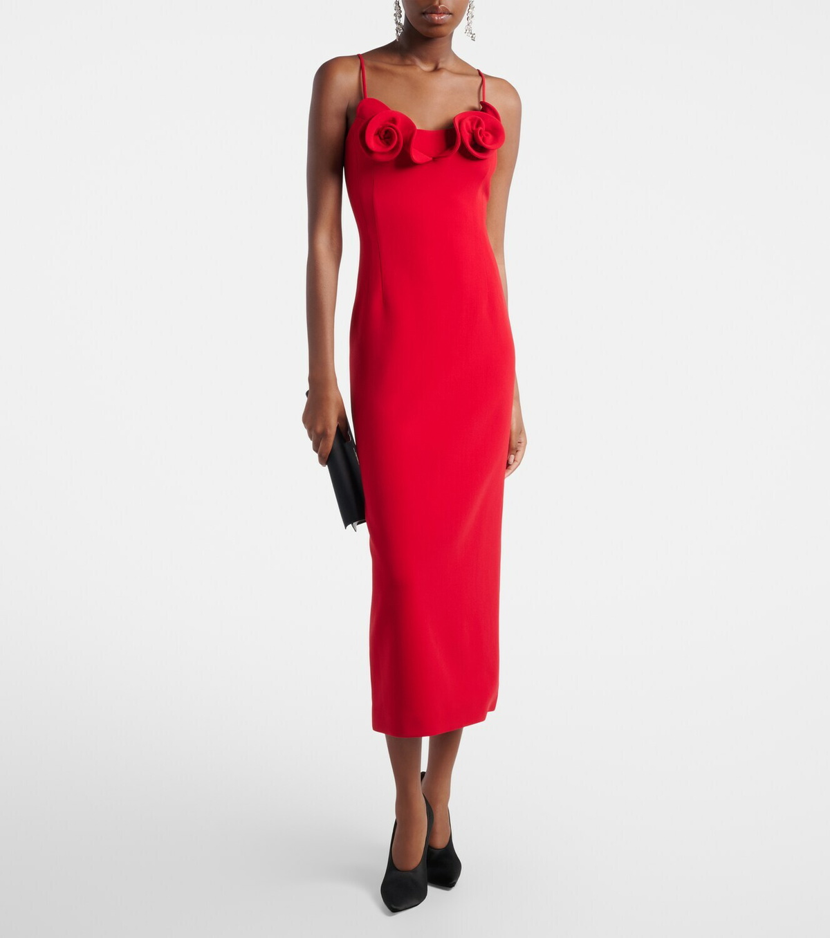 Magda Butrym Floral-appliqué wool-blend midi dress