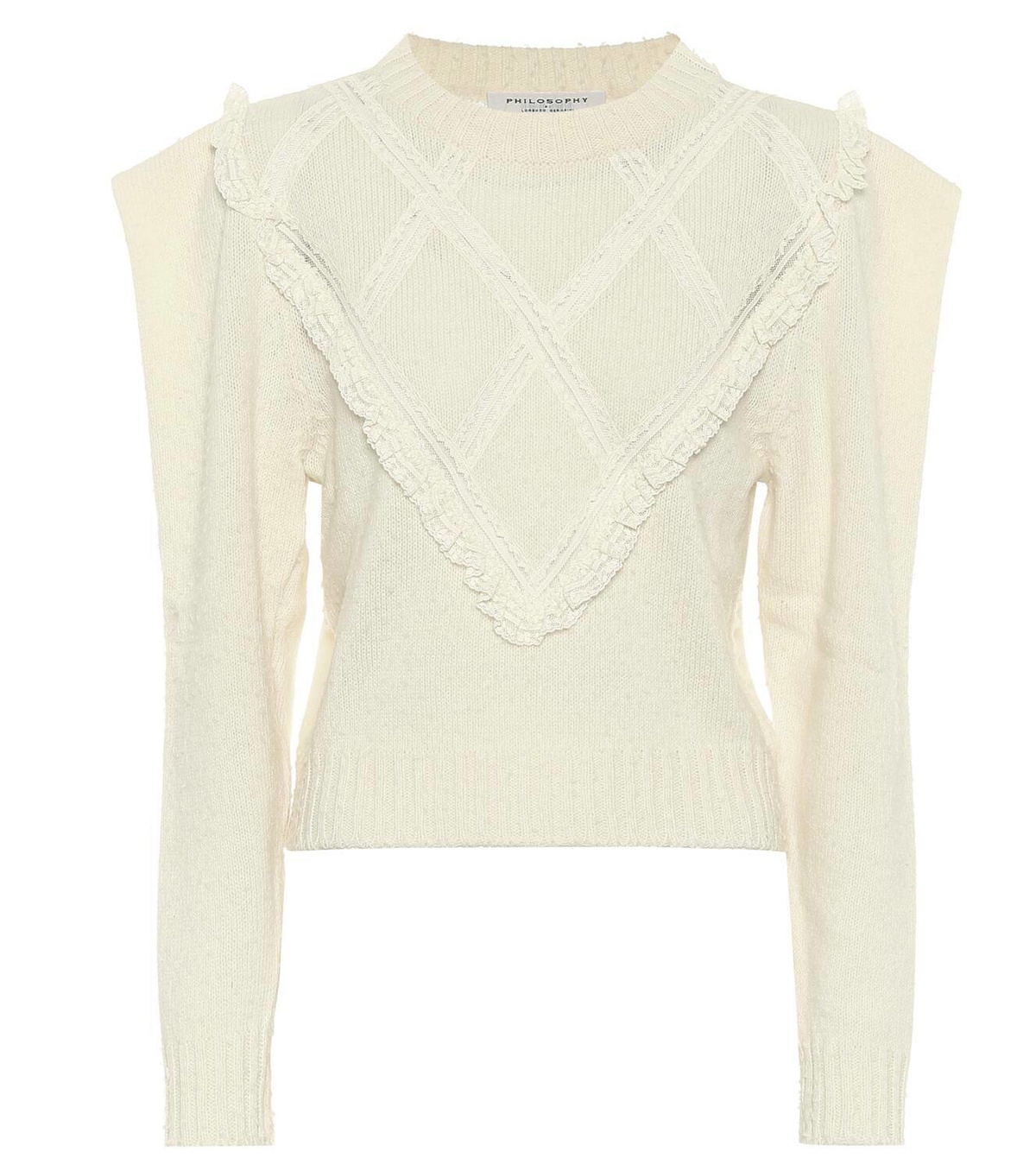 Philosophy di Lorenzo Serafini Lace-trimmed wool sweater