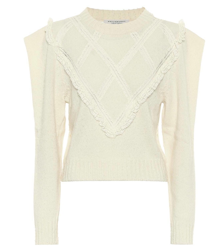 Photo: Philosophy di Lorenzo Serafini Lace-trimmed wool sweater