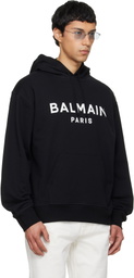 Balmain Black Printed Cotton Hoodie